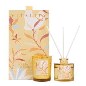 KNIT&WOVE Collection Golden Tulips & Easter Lily 70g/50ml Yellow Scented Candle And Yellow Reed Diffuser 