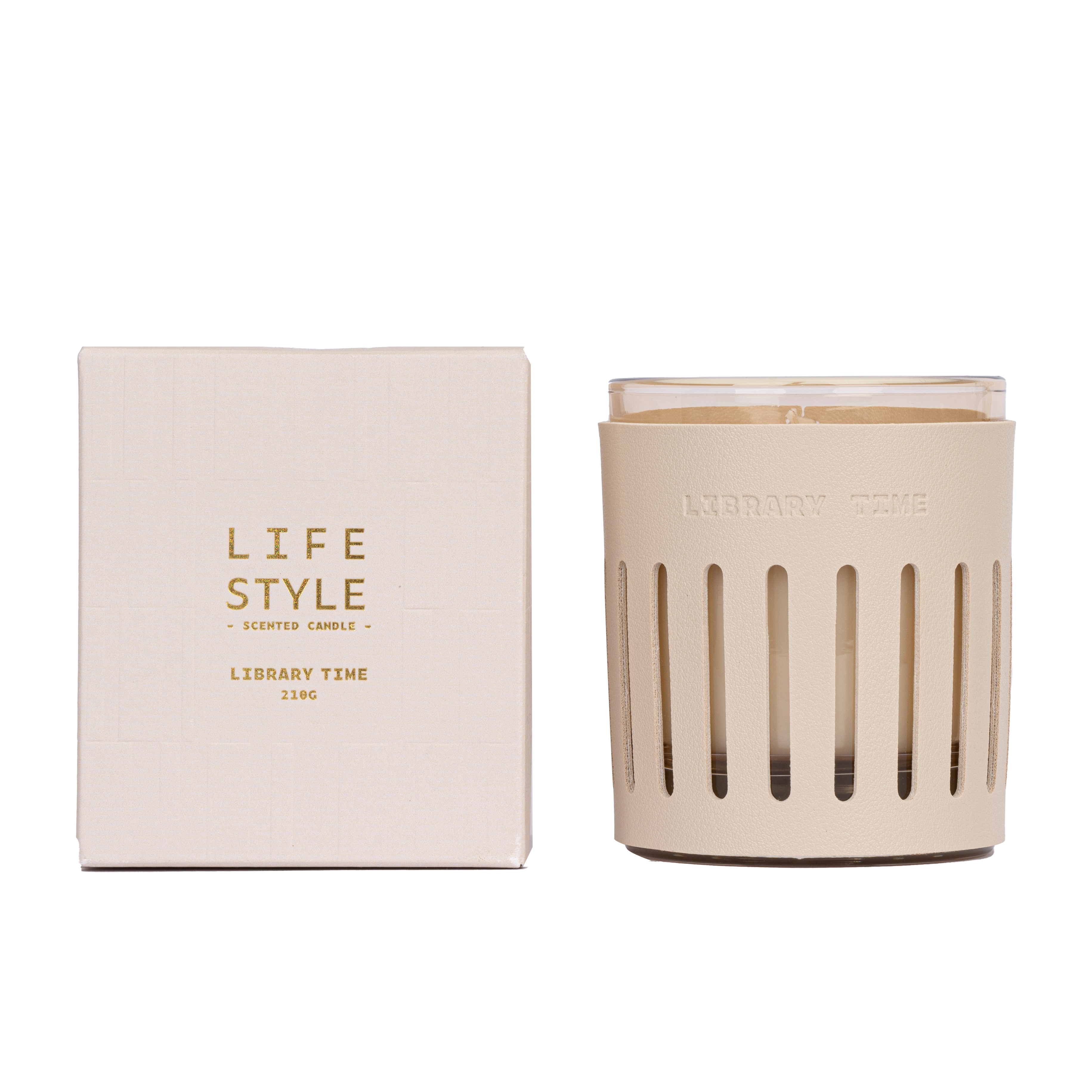 Leather 2022 Series Library Time 210g Beige Scented Candle