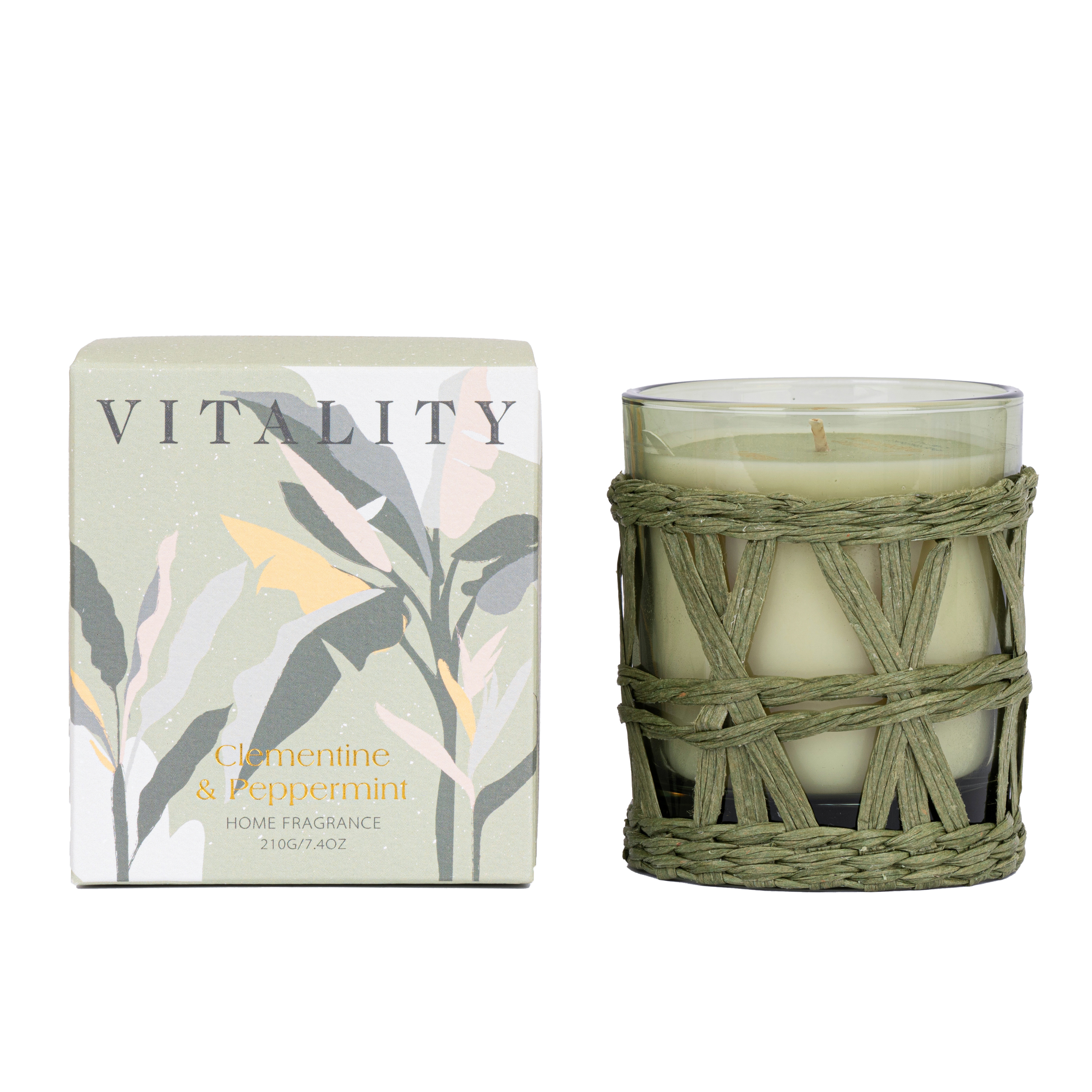 KNIT&WOVE Collection Scented Candle Clementine & Peppermint Green Glass Jar 210G/290G/750G