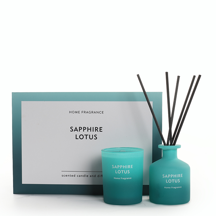 As Simple As Color Collection Sapphire Lotus 60g Scented Candle and 50ml Reed Diffuser
