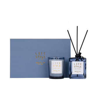 Leather 2022 Series Endless Sky 70g/50ml Blue Scented Candle And Blue Reed Diffuser