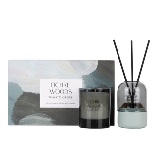 CAPSULE GIFTSET Collection Tomato Grove 210g/100ml Grey Scented Candle And Grey Reed Diffuser 