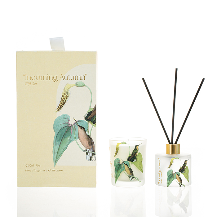 The Morning Garden Collection Yellow Gift Set Incoming Autumn 70g/50ml Yellow Scented Candle And Yellow Reed Diffuser