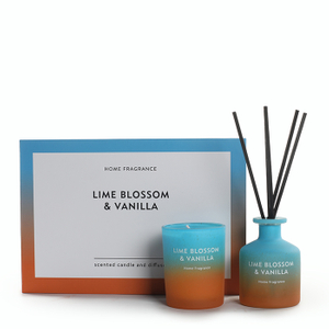As Simple As Color Collection Lime Blossom&Vanilla 60g Scented Candle 50ml Reed Diffuser Set