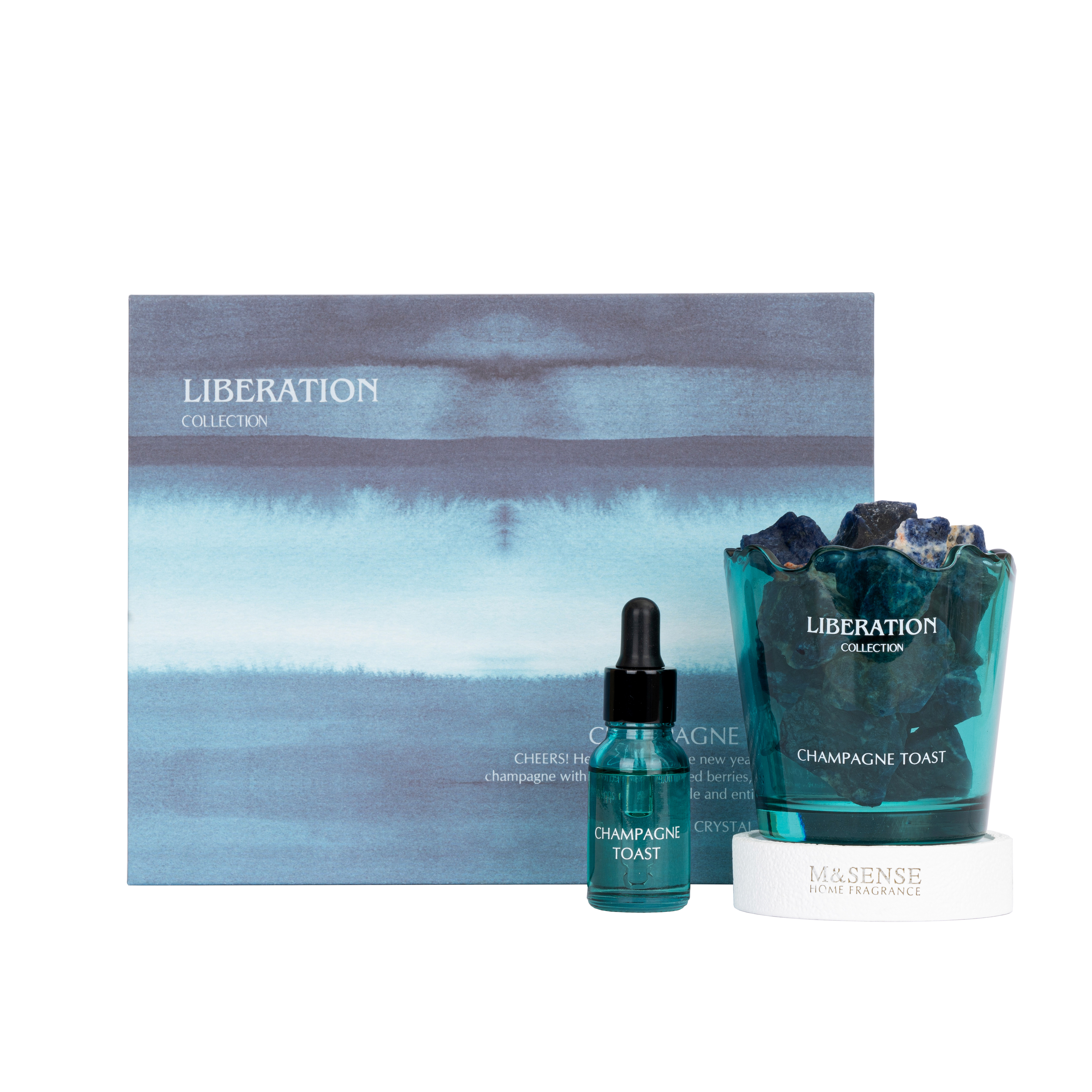 LIBERATION Collection Champagne Toast 15ml Essential Oil And 280g Scented Crystal Stone Gift Set 