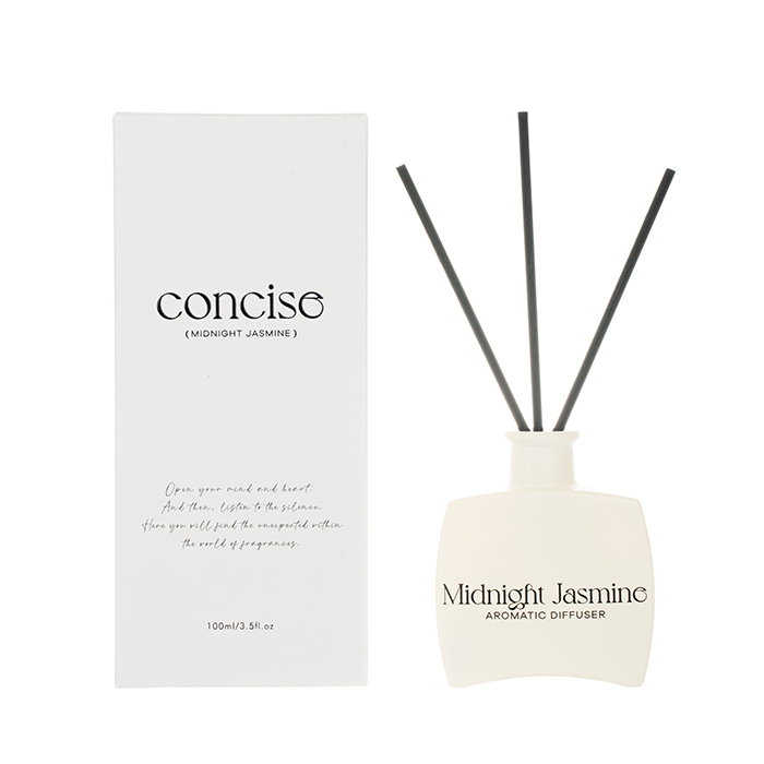 The Concise Collection Reed Diffuser White Midnight Jasmine White Glass Jar Diffuser 100ml/180ml