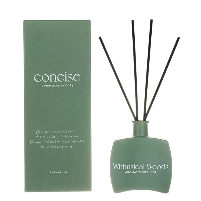 The Concise Collection Reed Diffuser Green Whimsical Woods Green Glass Jar Diffuser 100ml/180ml